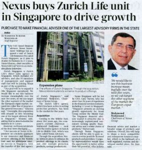 Nexus Buys Zurich Life Unit in Singapore to Drive Growth